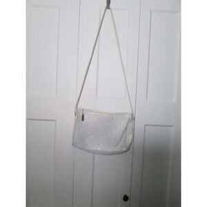 Vintage Whiting &‎ Davis International White Mesh Metal Leather Shoulder Purse